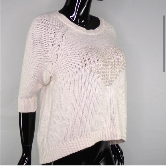 Lane Bryant 3/4 Sleeve Ivory Sweater w/ Heart - Picture 2 of 7